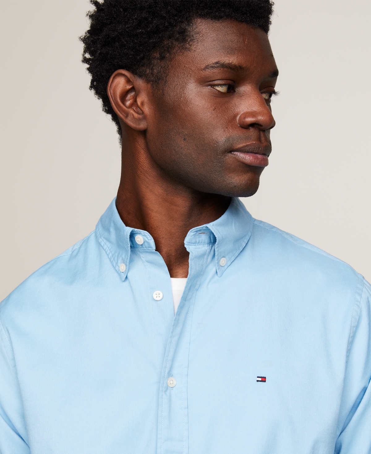 Tommy Hilfiger Men's Poplin Long Sleeve Button-down Shirt In Sweet Blue