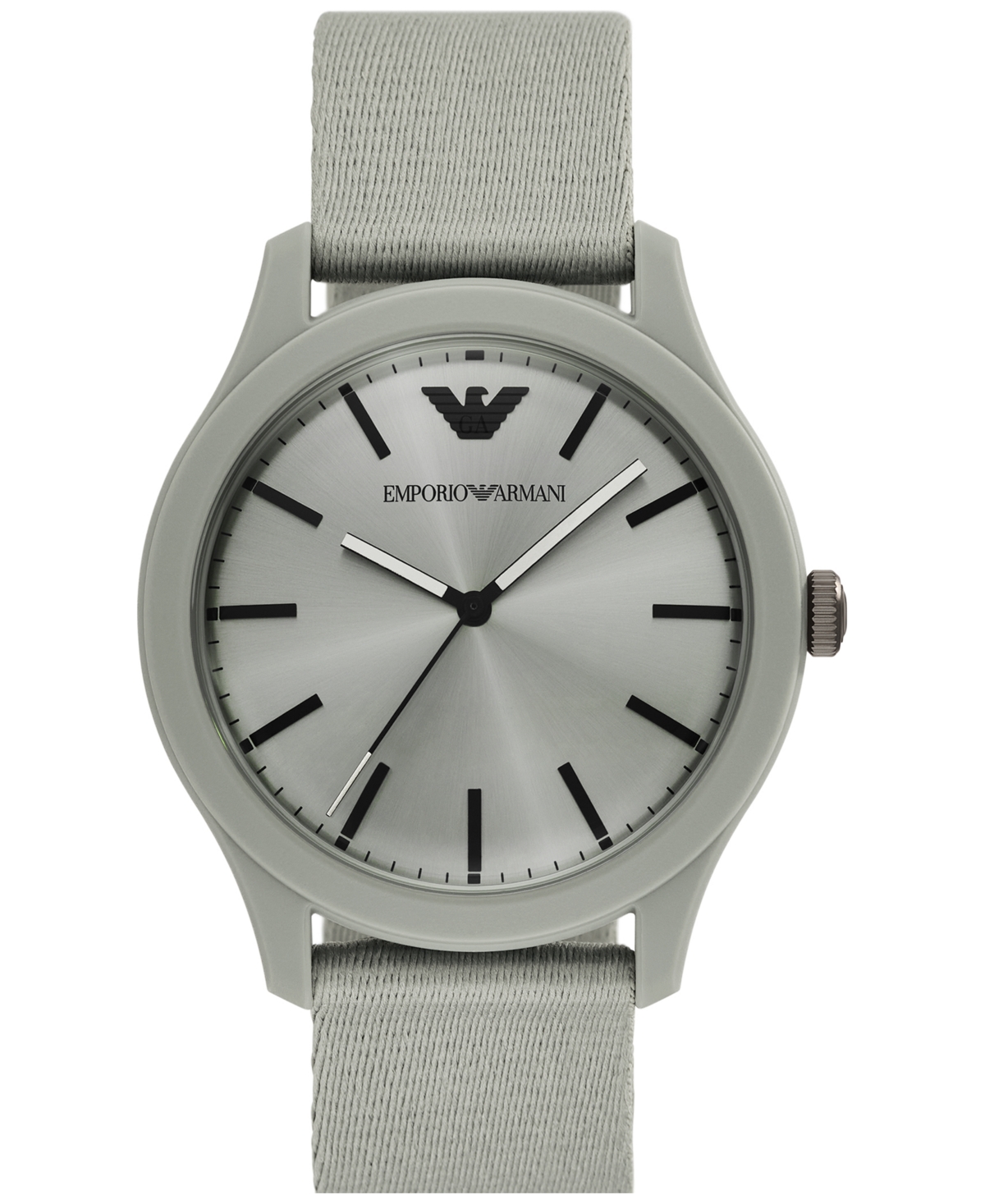 Emporio Armani Men's Gray Tide Ocean Material Strap Watch 45mm In Gray