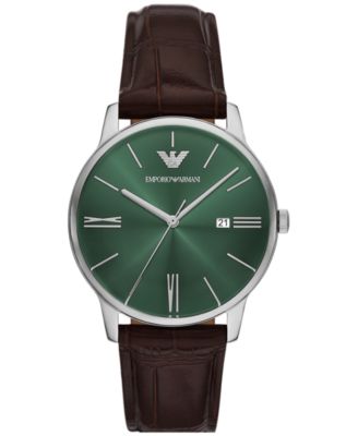 Emporio Armani - Men's Brown Leather Strap Watch 39mm