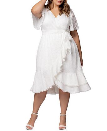white dresses for plus size Off-Shoulder Sleeveless maxi Plus Size Women term cooperation with you Kyla White Plus Size Wrap