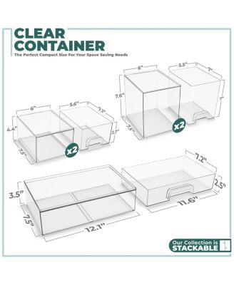 5 Piece Clear Acrylic Drawer Organizers - Makeup Case Pull-Out Drawers (7.6   and 4.4   Tall and 12.1   Wide)