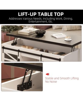 Lift Top Coffee Table, Coffee Table with Storage Shelf/Hidden Compartment, Lift Tabletop Dining Center Table for Home Living Room Office
