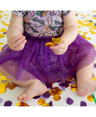 Baby Girls Mardi Gras Short Sleeve Tutu Bodysuit