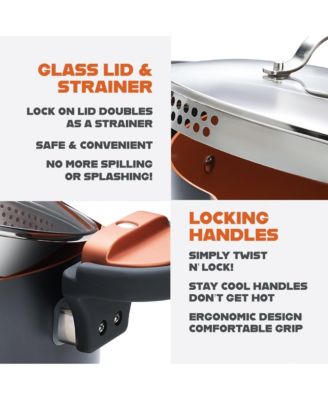 5 Qt. Non-Stick Ti-Ceramic Pasta Pot with Built-In Strainer and Twist N' Lock Handles