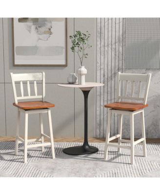 2PCS Bar Stool 24.5'' Swivel Counter Height Chair w/ Footrest
