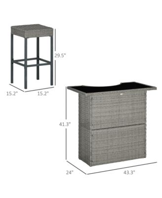 5pc Rat Wicker Bar Set, High Top Outdoor Table and Chairs,