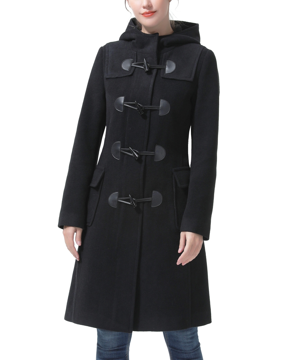 Women's Avani Wool Blend Hooded Toggle Coat - Black