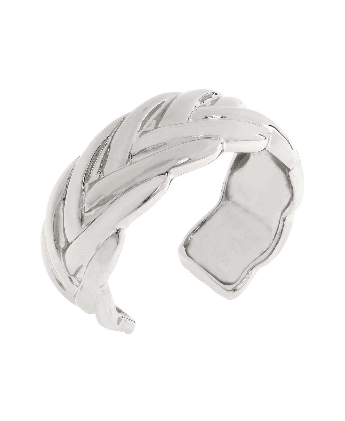 Steve Madden Rhodium Woven Twist Cuff Bracelets In Rhodium