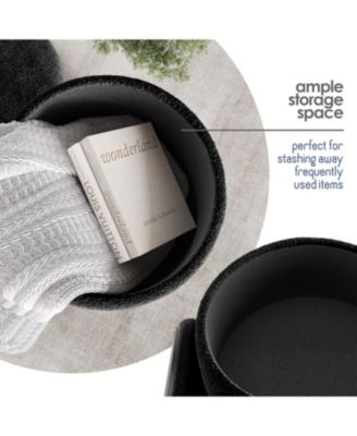 Modern Boucle Round Ottoman with Hidden Storage – Foot Stool, Makeup Vanity Stool, Small Ottoman Foot Rest, Perfect for Living Room