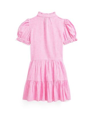 Toddler and Little Girls Striped Tiered Linen-Cotton Dress