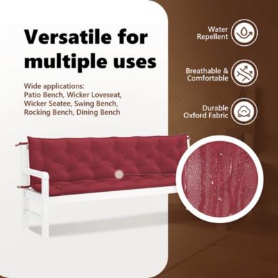 Garden Bench Cushion Wine Red 78.7"x(19.7"+19.7")x2.8" Oxford Fabric