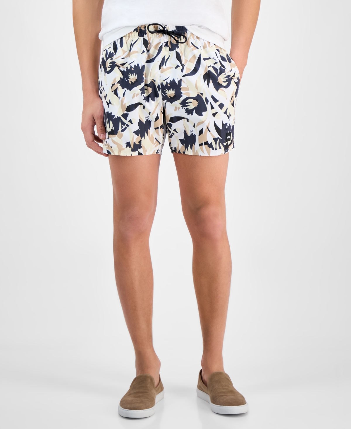 Men's Abstract Floral 5" Swim Shorts - Navy