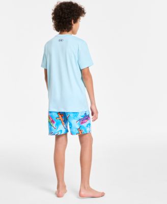 Under Armour Big Boys Ua Short-sleeve Super Soaker Graphic Surf Shirt In Stream