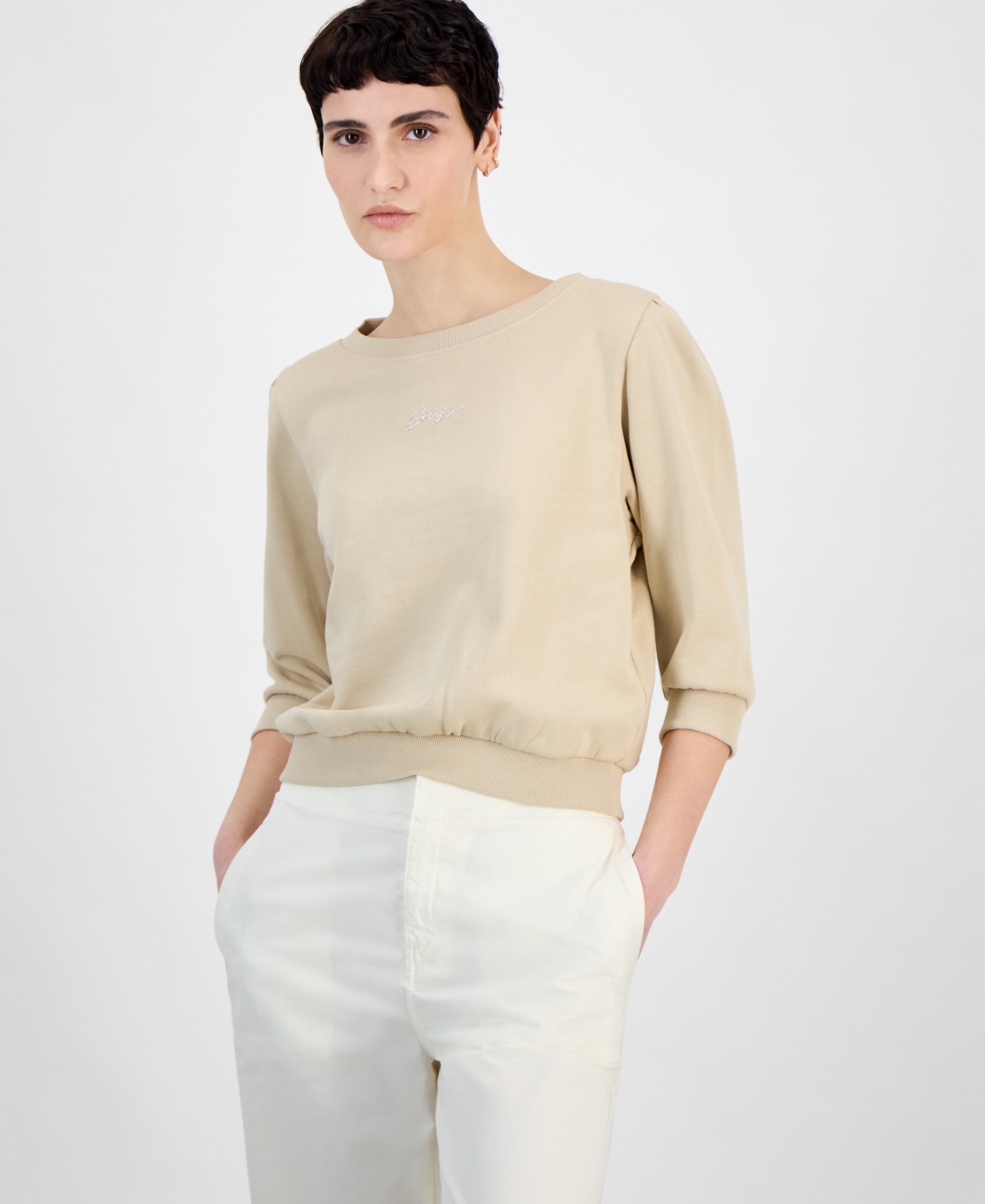 Women's Cotton Logo Back-Cutout Sweatshirt - Stone