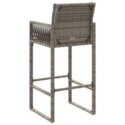 Garden Bar Stool Grey PE rattan, powder-coated steel, 100% polyester