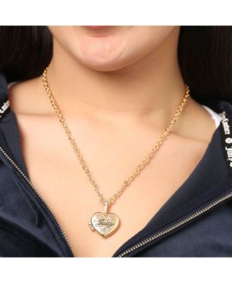 Gold-Tone Crystal Heart Locket Pendant Necklace