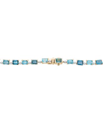 London Blue Topaz (5-7/8 ct. t.w.), Blue Topaz (4-7/8 ct. t.w.), & Diamond (3/4 ct. t.w.) 17" Collar Necklace in 14k Gold