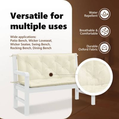 Garden Bench Cushion Cream White 47.2"x(19.7"+19.7")x2.8" Oxford Fabric