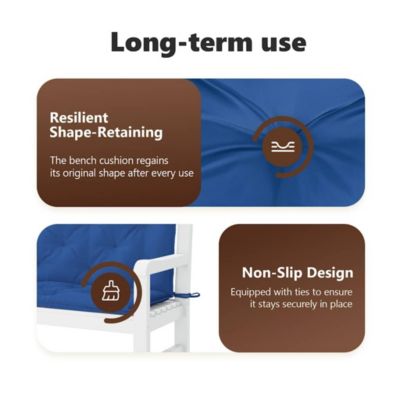 Garden Bench Cushion Blue 47.2"x(19.7"+19.7")x2.8" Oxford Fabric