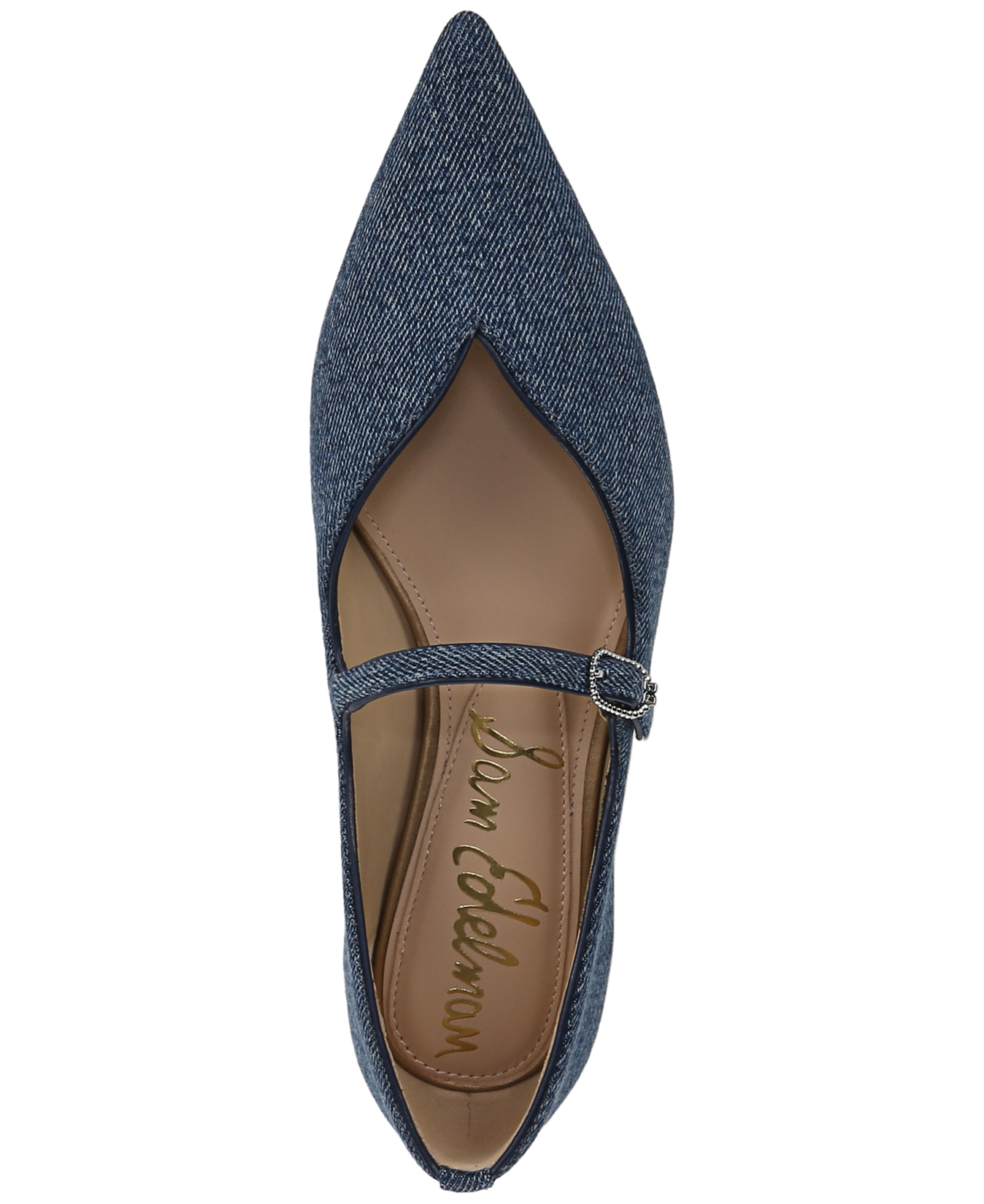 Sam Edelman Noa Mary Jane Pointed Toe Flat In Blue Fabric