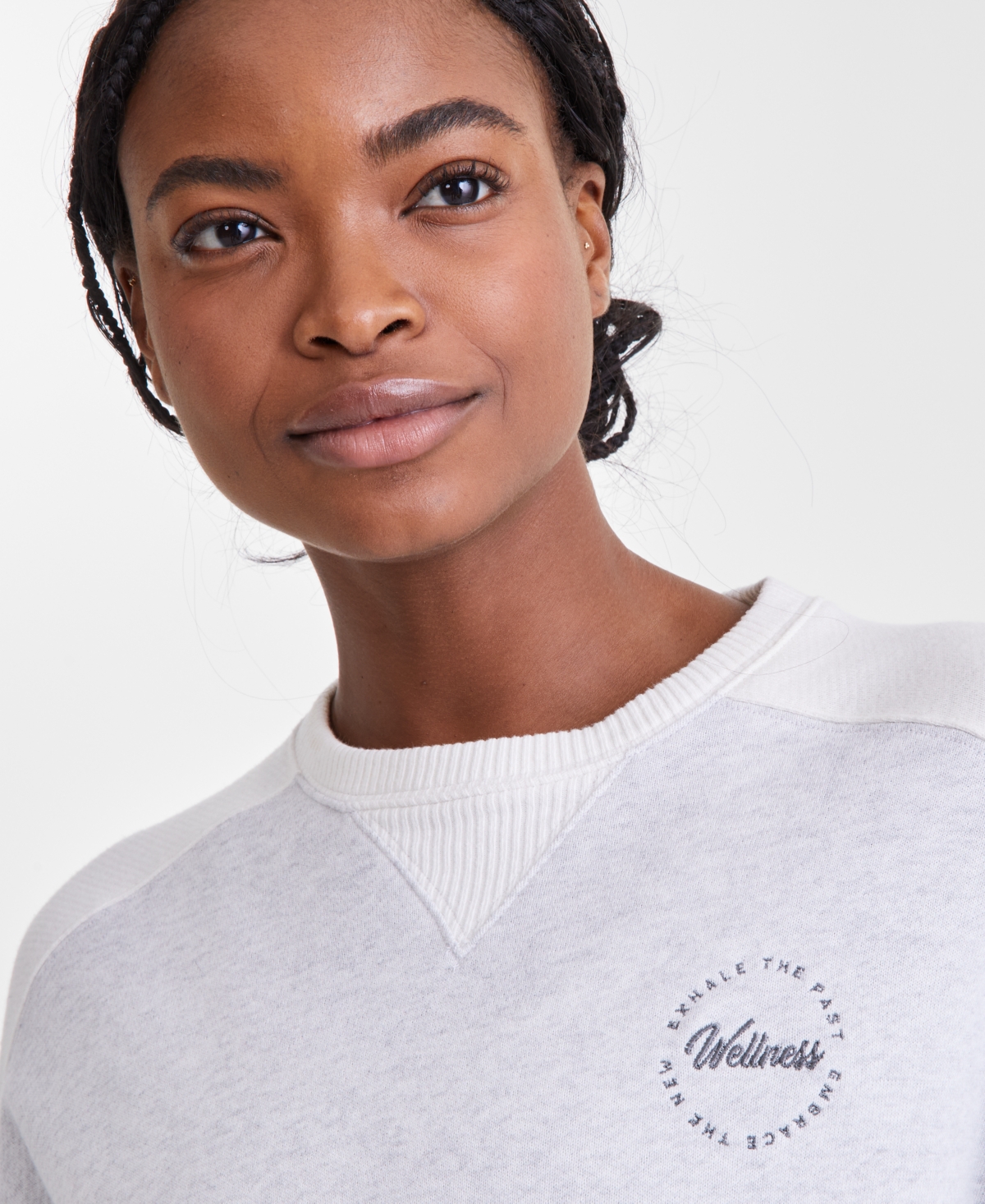 Id Ideology Women's Colorblocked Crewneck Sweatshirt, Created For Macy's In Silver Heather