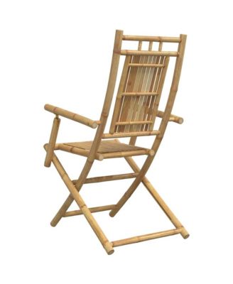 Garden Chair Set of 2 Natural Bamboo Bamboo Medium Foldable