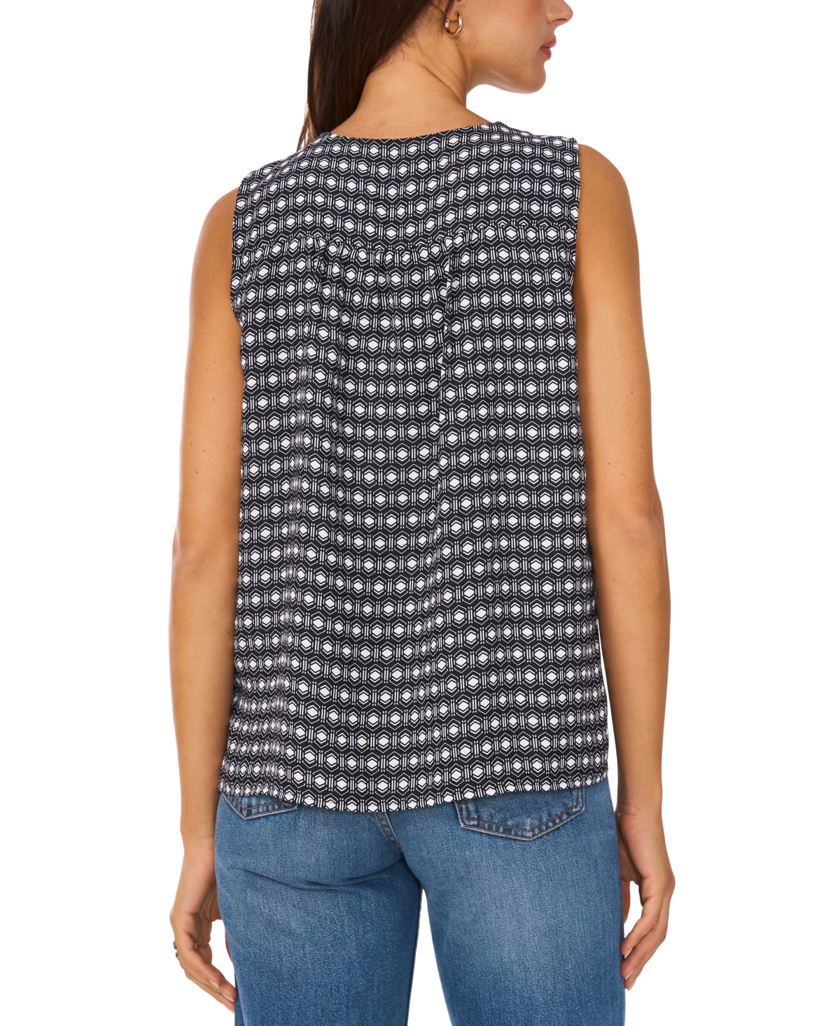 VINCE CAMUTO WOMEN'S PRINTED V-NECK TOP 