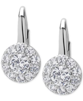 Macy's - Lab Grown White Sapphire (2-1/3 ct. t.w.) Round Leverback Earrings in Sterling Silver