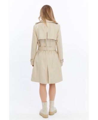 Women's Genuine Leather Trench Coat, Beige