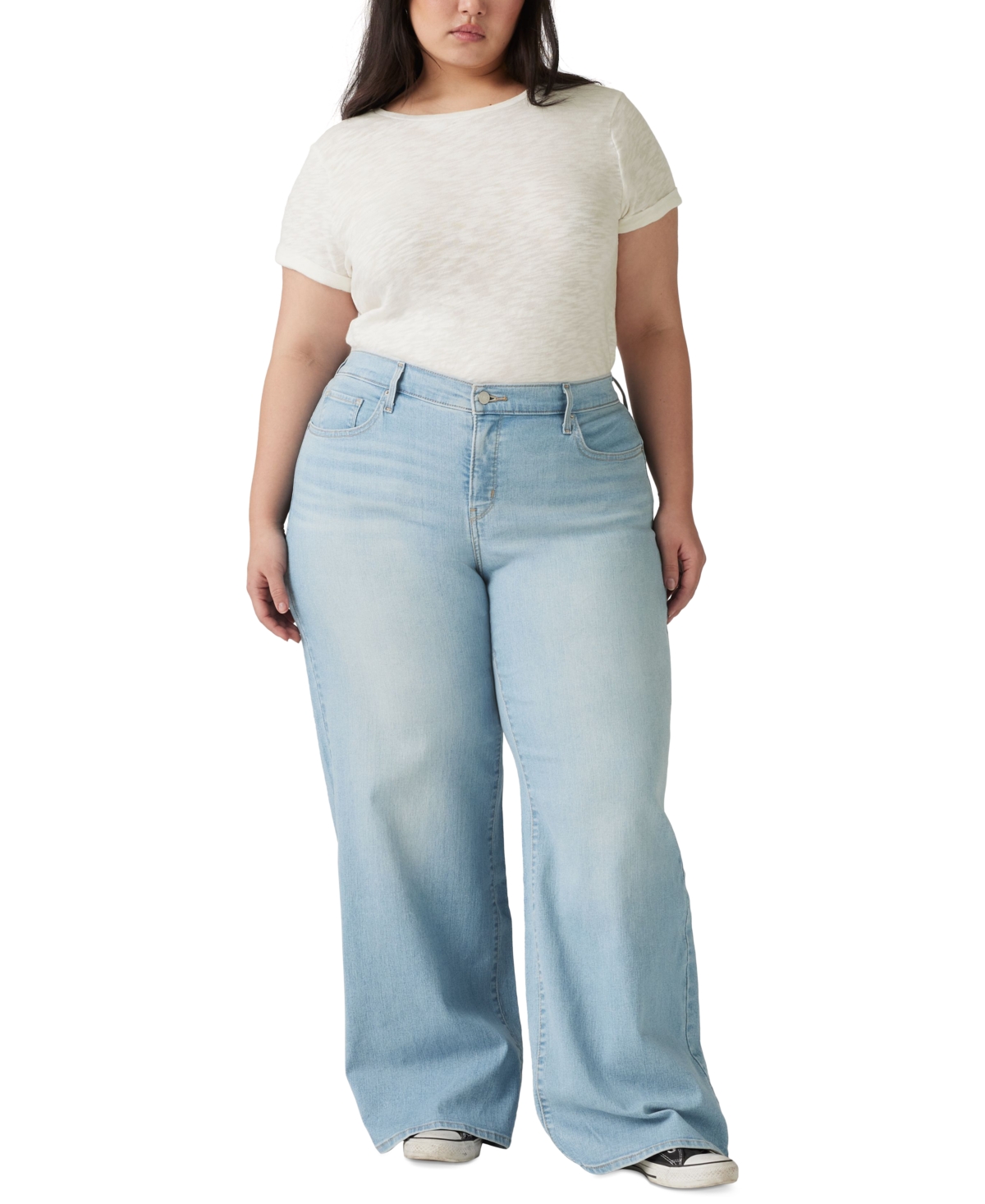 Levi's Plus Size Mid Rise 318 Shaping Wide-leg Jeans In Tall Glass Of Water