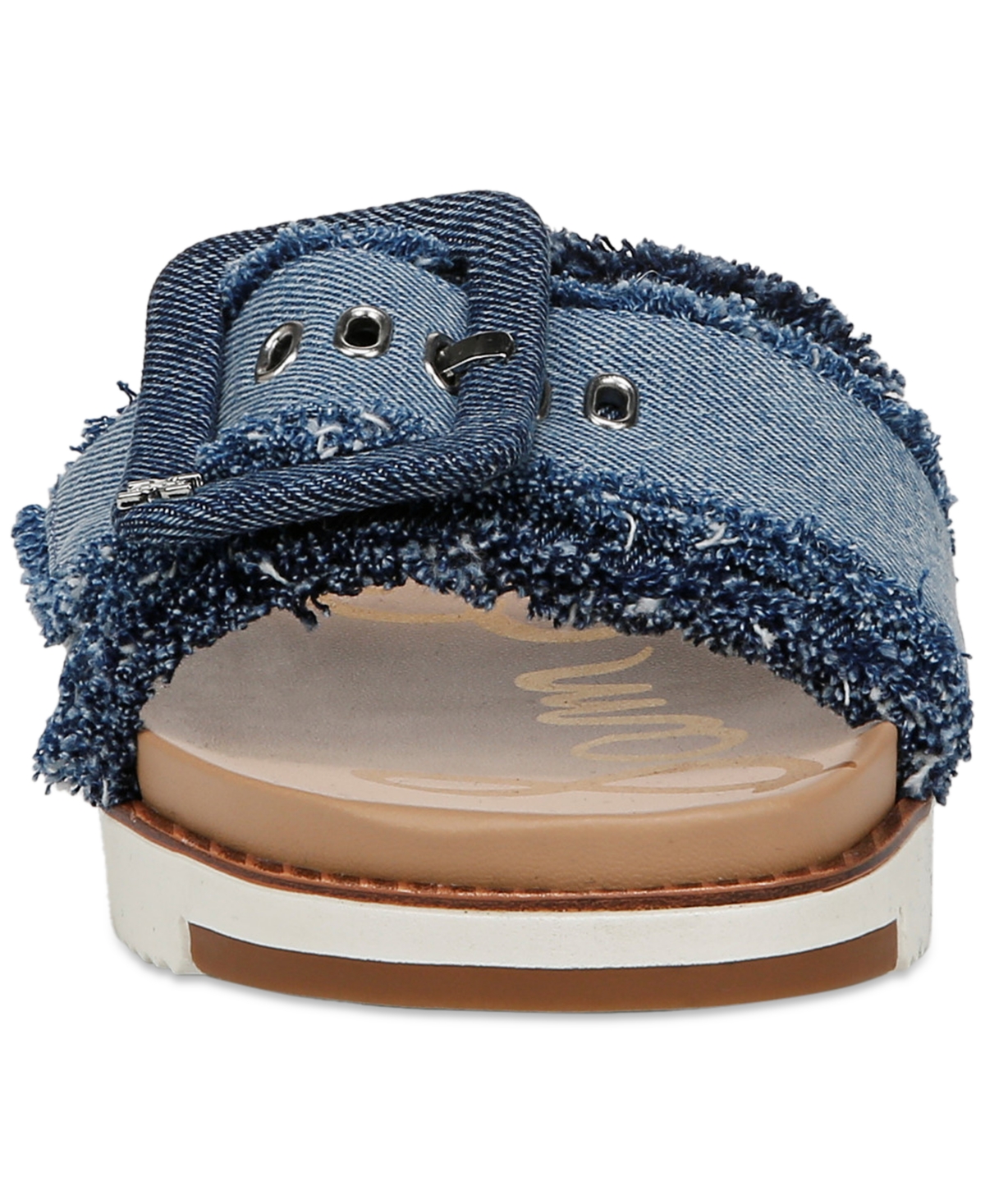 Shop Sam Edelman Women's Ariane Platform Buckle Slide Sandals In Blue Multi Denim Fray