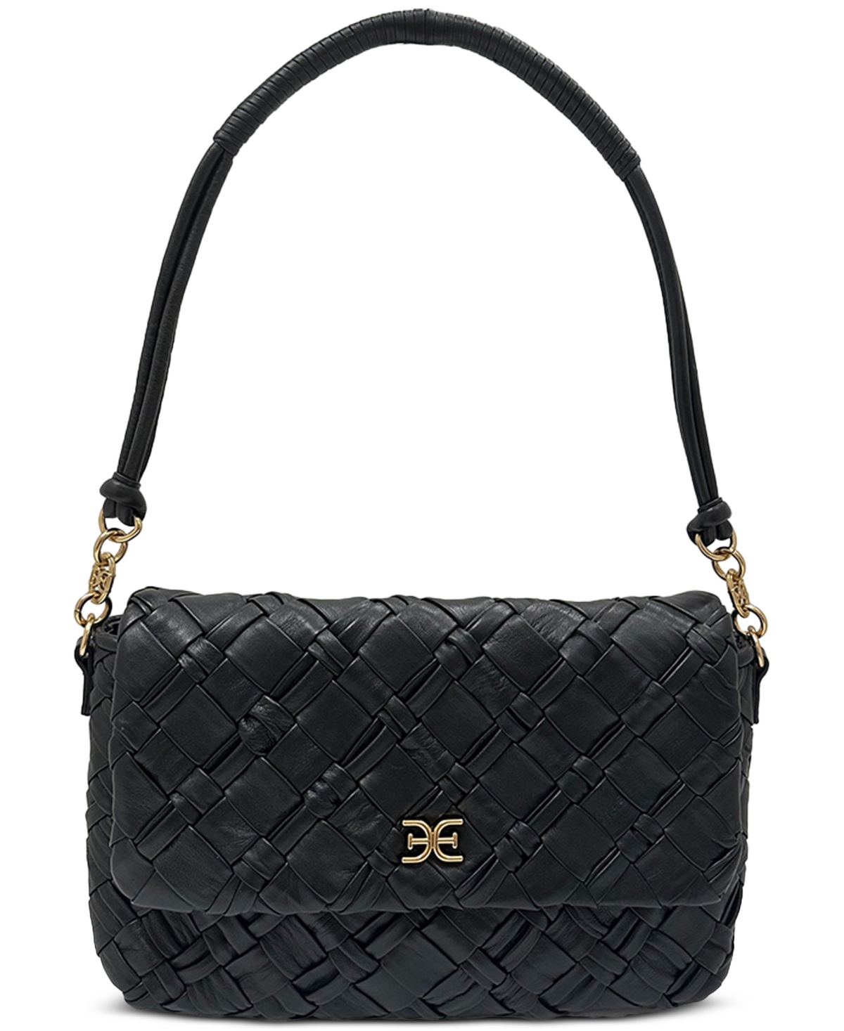 SAM EDELMAN EVELYN WOVEN LEATHER SMALL FLAP SHOULDER BAG 