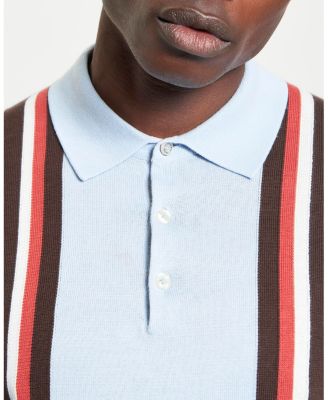 Men's Vertical Stripe Short Sleeve Polo Shirt