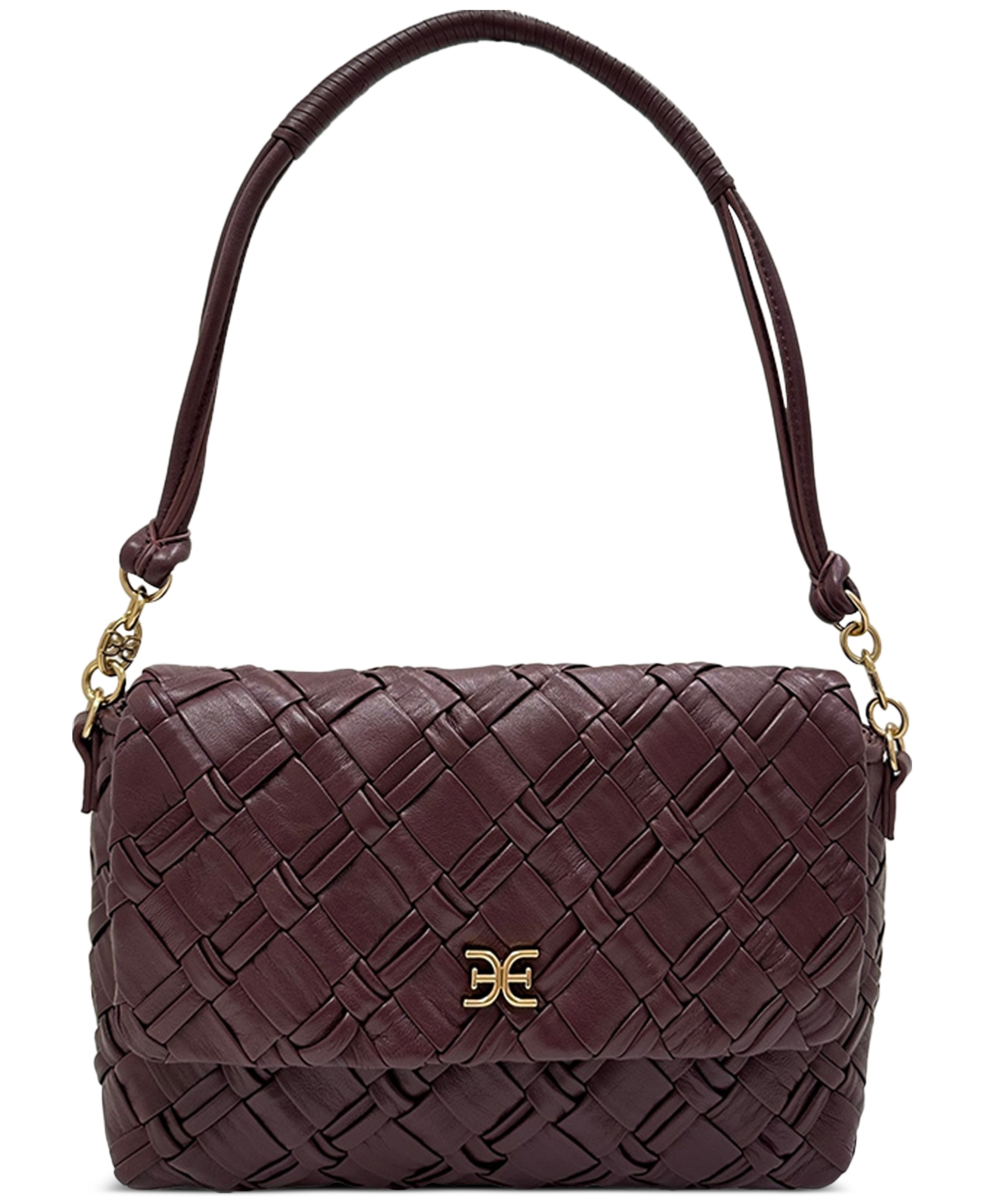 SAM EDELMAN EVELYN WOVEN LEATHER SMALL FLAP SHOULDER BAG 