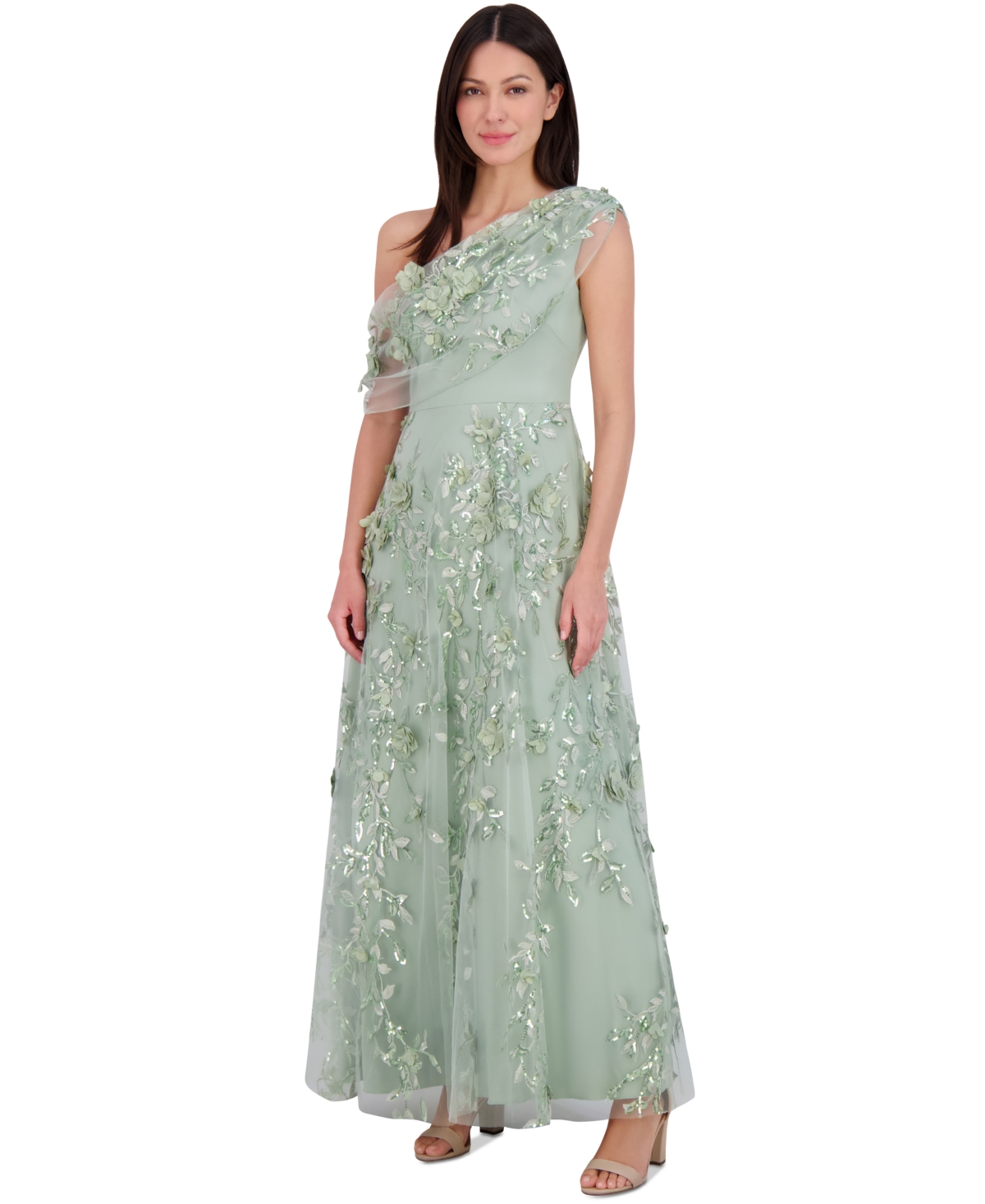 ELIZA J WOMEN'S EMBELLISHED ASYMMETRIC DRAPE GOWN 