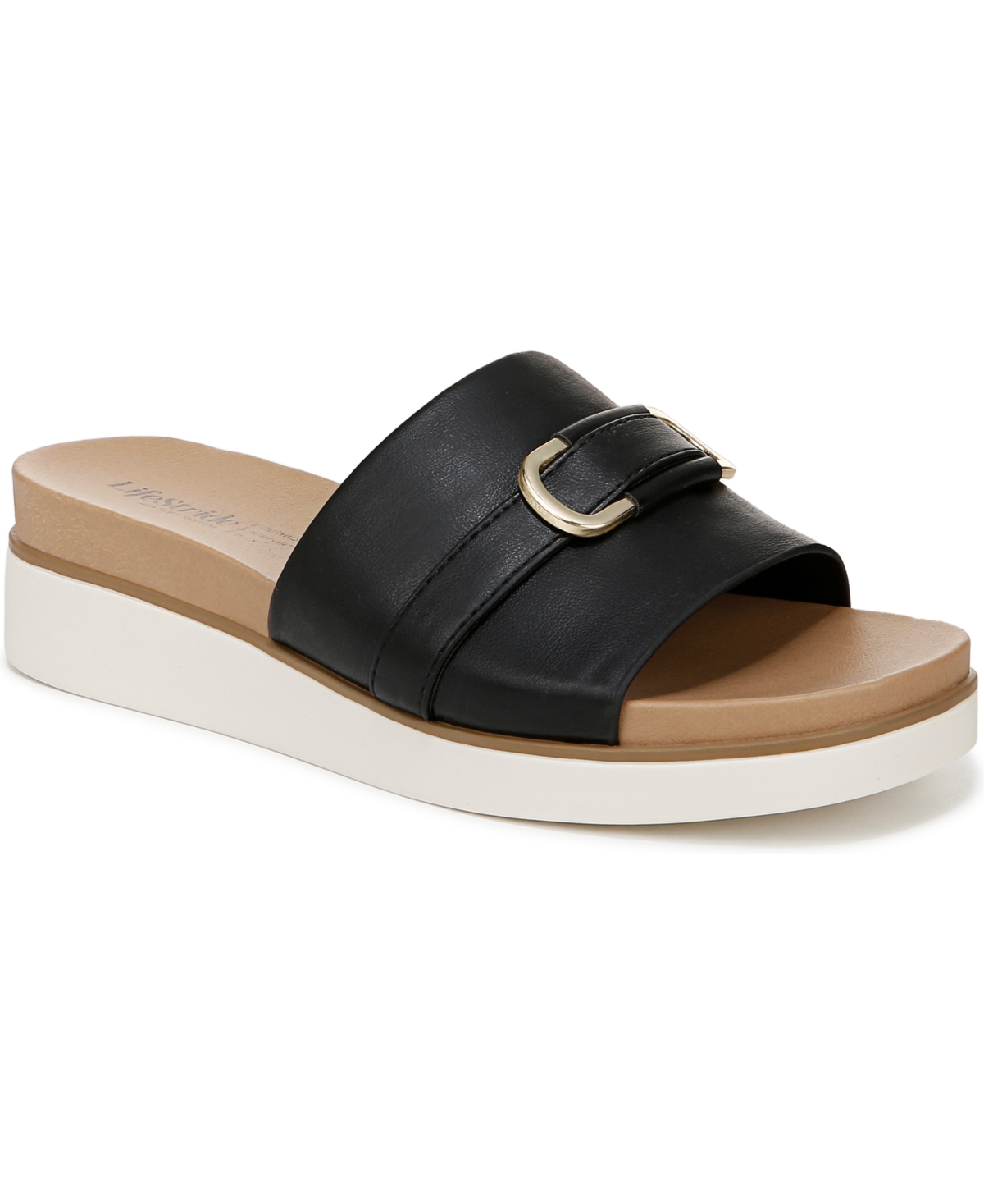 LIFESTRIDE WOMEN'S GENEVIEVE SQUARE OPEN TOE SLIDE PLATFORM SANDALS 
