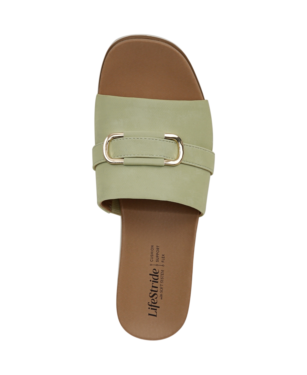 Lifestride Women's Genevieve Square Open Toe Slide Platform Sandals In Palm Green Faux Leather