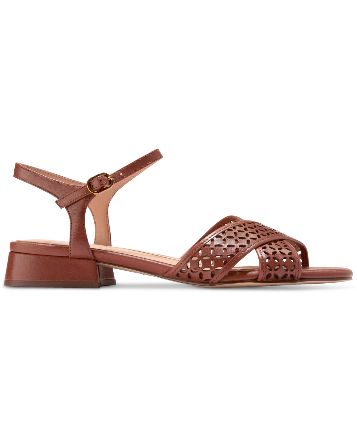Cole Haan Women's Patie Flat Sandals In Dark Cuoio Perforated Leather