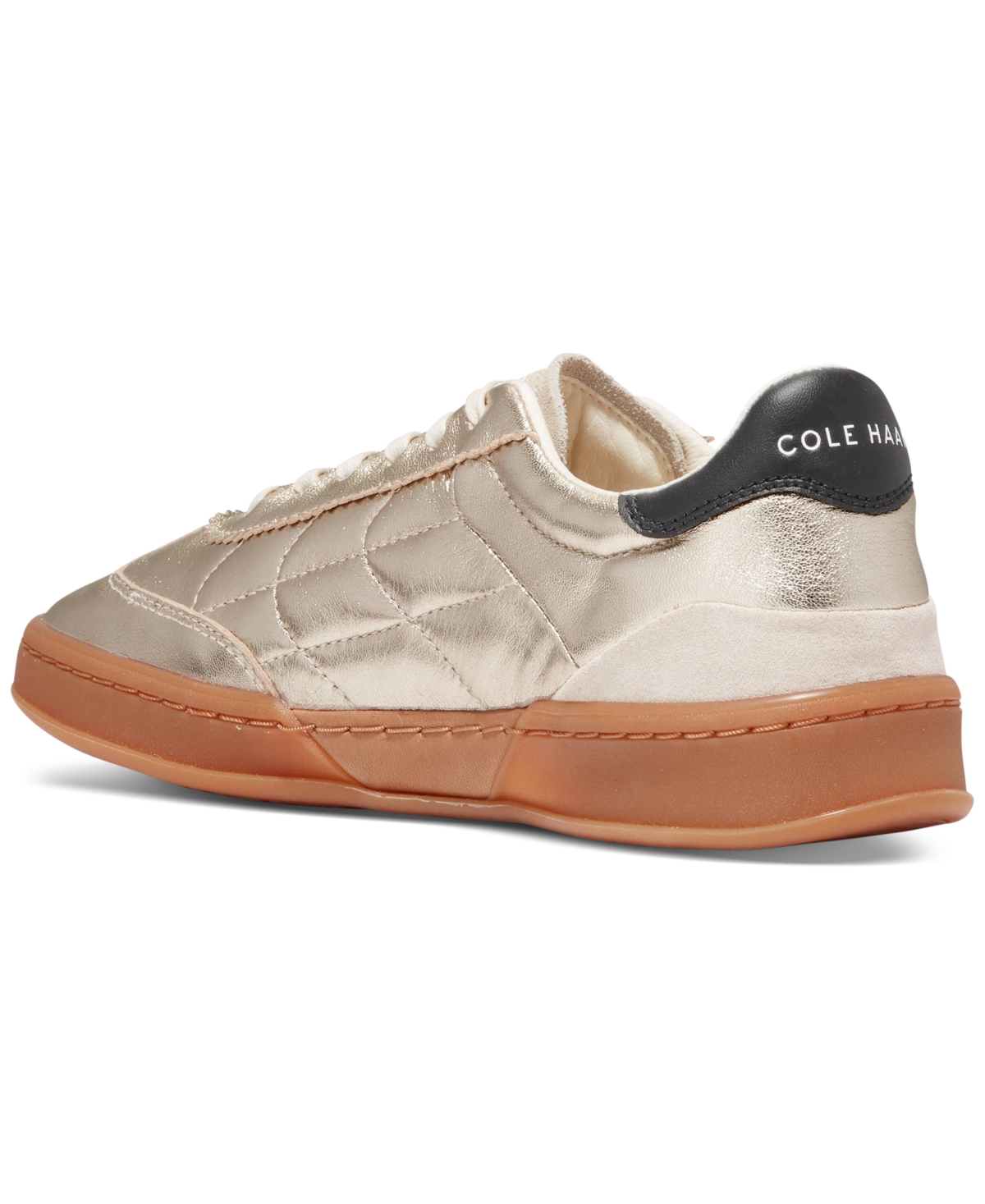 Shop Cole Haan Women's Grandprã Breakaway Lace-up Low-top Sneakers In Gold Talca,birch Suede,black Suede