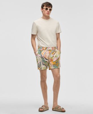 Mode of One - Men's Retro Wave Regular-Fit Printed Swim Trunks
