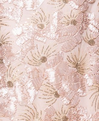 Petite Sleeveless Floral Sequin Sheath Gown  