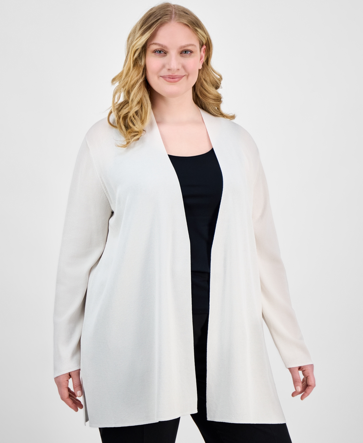 ANNE KLEIN PLUS SIZE NAPA OPEN-FRONT CARDIGAN 