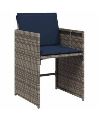 Patio Chairs with Cushions 4 pcs Gray Poly Rattan