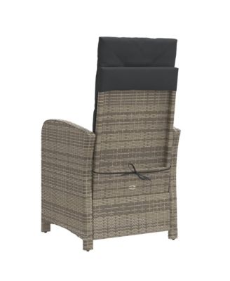 Reclining Patio Chair with Footrest Gray Poly Rattan