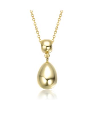 Double Bead Drop Pendant Necklace in White Gold Plated or 14K Gold Plated
