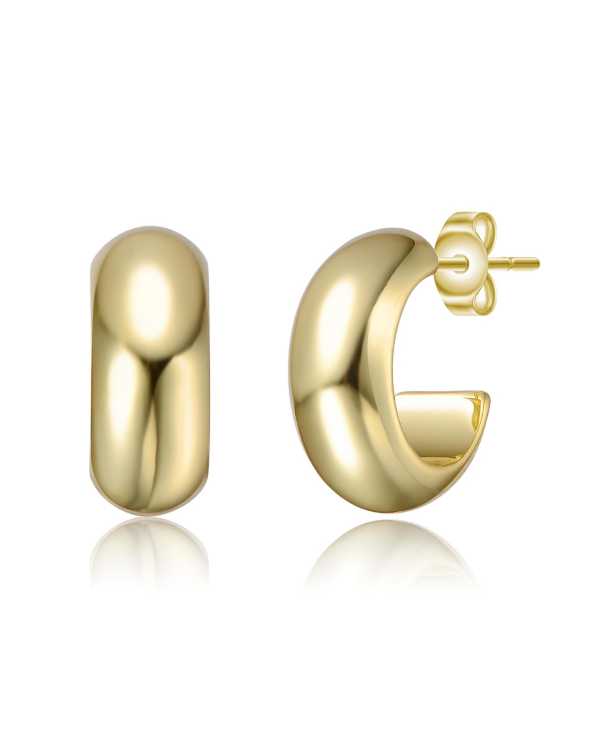 Classic Tubular C-Hoop Earrings in White Gold Plated or 14K Gold Plated - Gold