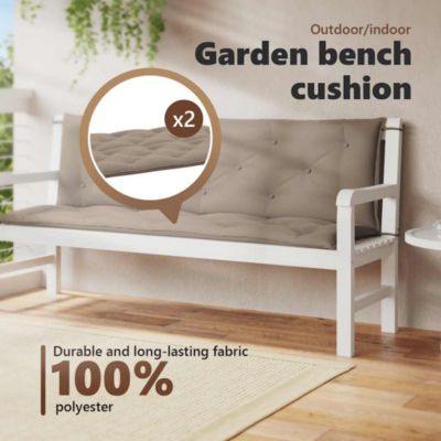 Garden Bench Cushion Taupe 59.1"x(19.7"+19.7")x2.8" Oxford Fabric