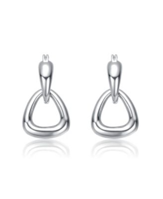 Interlocking V-Shape Dangle Earrings in White Gold Plated or 14K Gold Plated