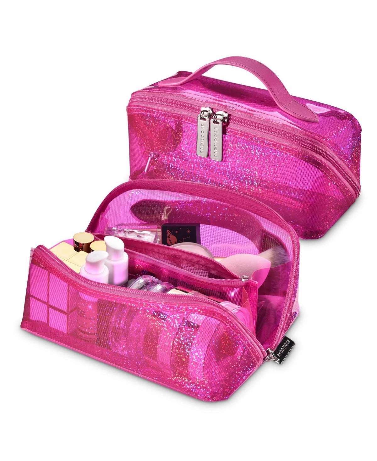 Portable Makeup Bag Zippered Water-resistant Organizer - Pink