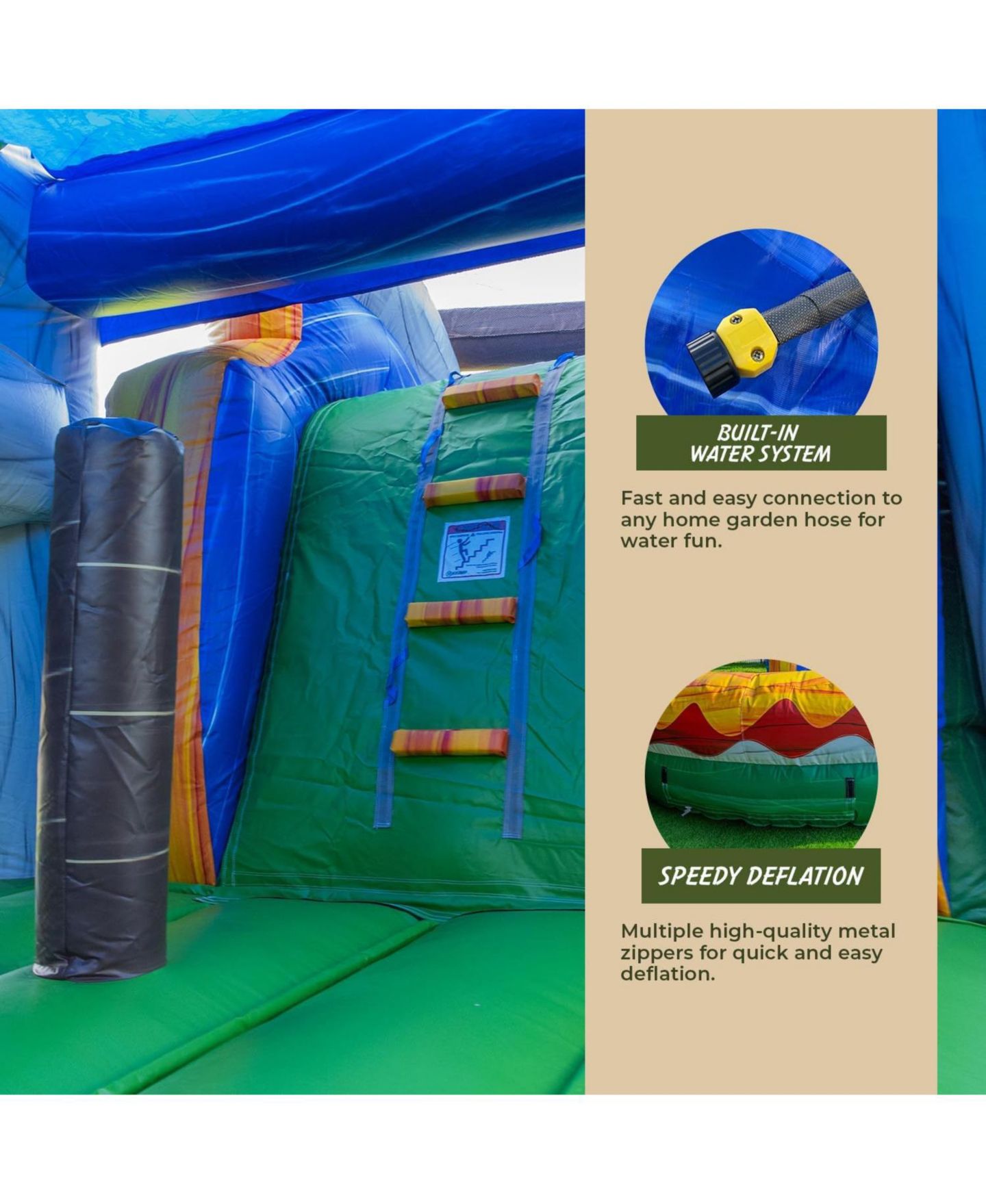 Детская игрушка Xjump T-Rex Dinosaur Commercial-Grade Vinyl Inflatable Water Slide Bounce House with Splash Pool, 1000-lb. Capacity, Ages 3+, цвет: Зелёный — фото 4